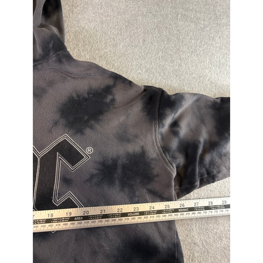 The Vinyl Icons AC/DC Tie Dye Cropped Hoodie Black Charcoal Graphic Rock Band - Picture 4 of 5